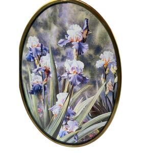 Art Catchers Purple Iris Vi Vermont Sun Catcher Glass Small Ovel 4.5" in Tall